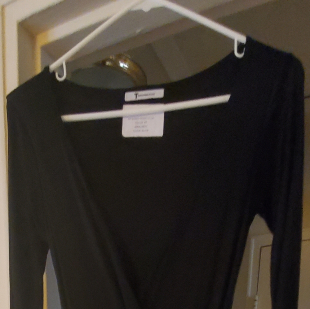 T by Alexander Wang full length shiny wrap dress.